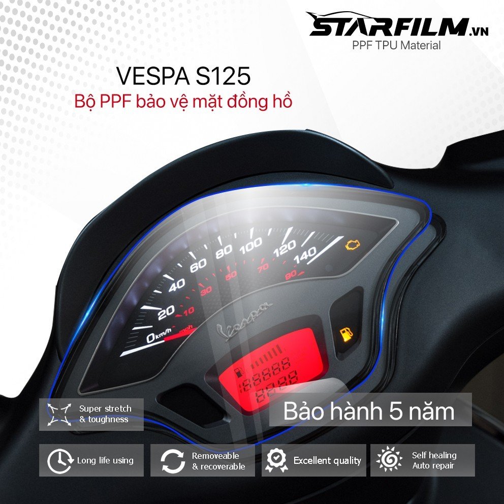 Vespa Sprint S PPF TPU chống xước tự hồi phục mặt đồng hồ